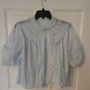Light Blue Ruffled Vintage Bed Jacket